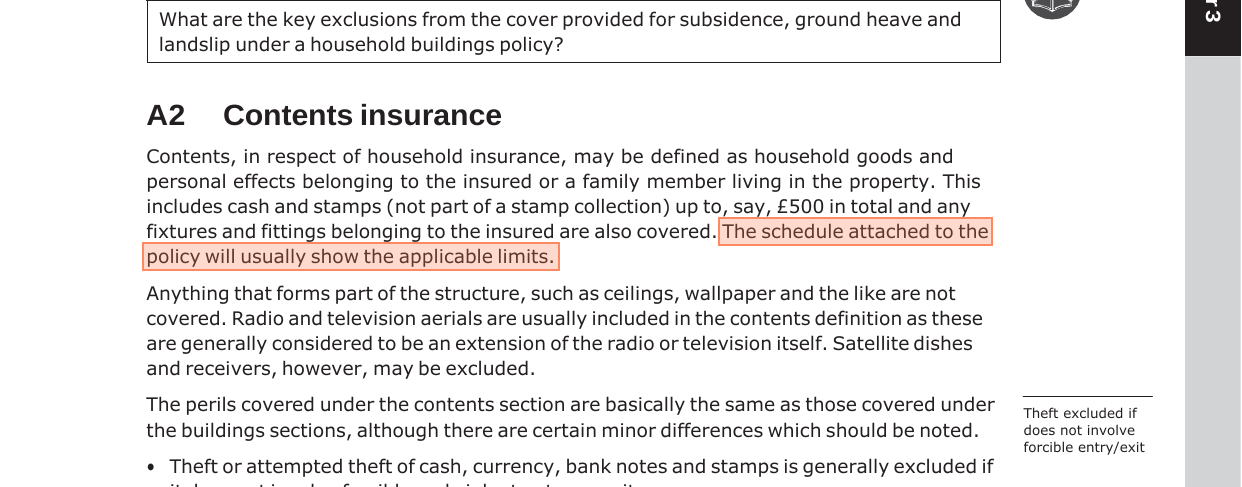 The policy schedule shows the limits - IF2 page 51